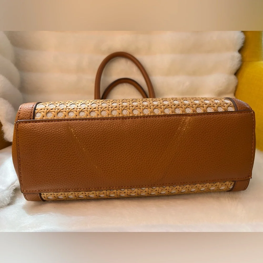 Anne Klein Basket Weave and Leather Satchel - Picture 8 of 9